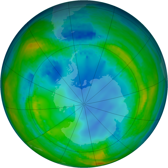 Antarctic ozone map for 01 August 2004